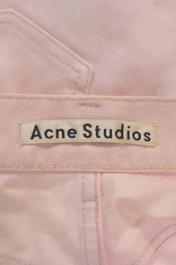 Washed pink paneled raw-edge cotton-blend denim high-rise straight-leg jeans