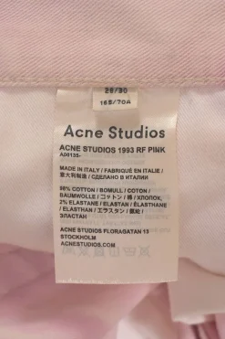 Washed pink paneled raw-edge cotton-blend denim high-rise straight-leg jeans