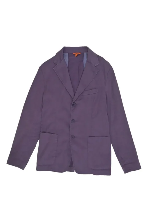 Washed purple linen-blend single breasted notch lapel Neapolitan-style soft tailored jacket