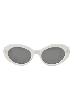 White acetate and tinted polycarbonate Cat Eye S193 oval sunglasses