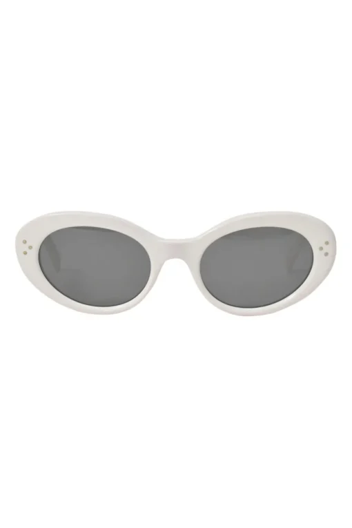 White acetate and tinted polycarbonate Cat Eye S193 oval sunglasses
