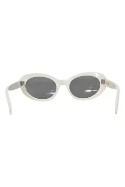 White acetate and tinted polycarbonate Cat Eye S193 oval sunglasses