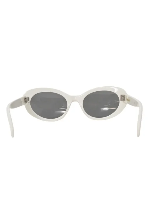 White acetate and tinted polycarbonate Cat Eye S193 oval sunglasses