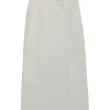 White acetate-blend bra top and  paperbag waist belted maxi skirt set