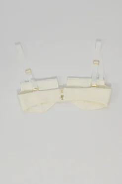 White acetate-blend bra top and  paperbag waist belted maxi skirt set