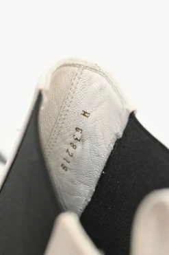 White and Black Calfskin with Embroidered CC Logo Ankle Boots