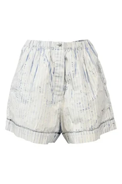 White and blue striped cotton high-rise logo boxer shorts