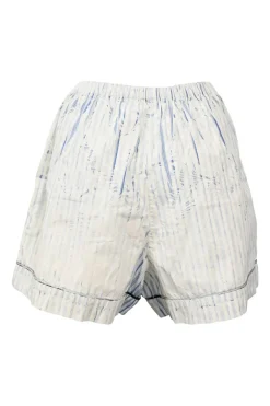 White and blue striped cotton high-rise logo boxer shorts