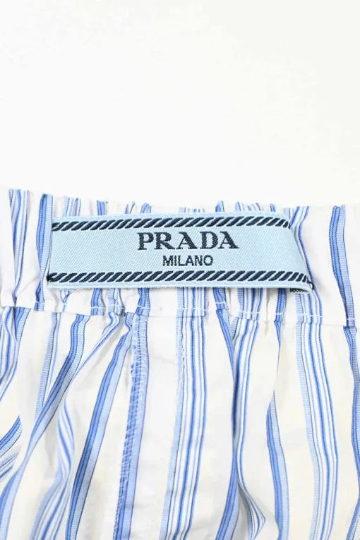 White and blue striped cotton high-rise logo boxer shorts