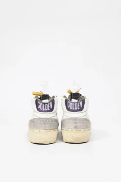 White and grey leather and rubber Hi Mid Star sneakers