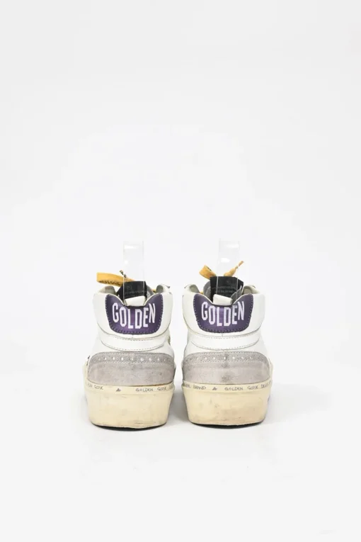 White and grey leather and rubber Hi Mid Star sneakers