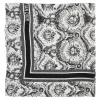 White and navy blue cashmere Toile de Jouy Soleil wrap shawl