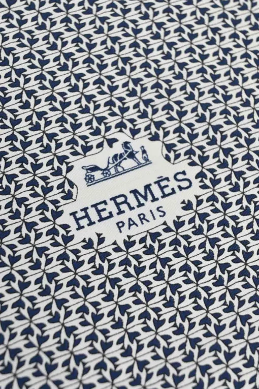 White and navy H Dobby jacquard long scarf