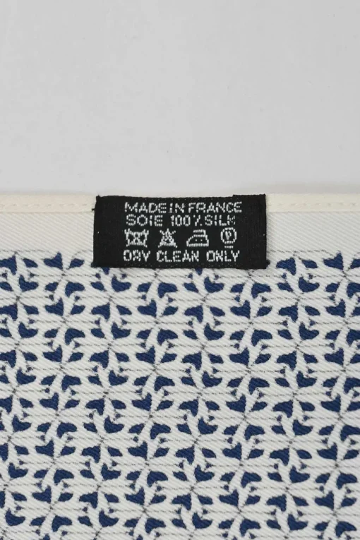 White and navy H Dobby jacquard long scarf