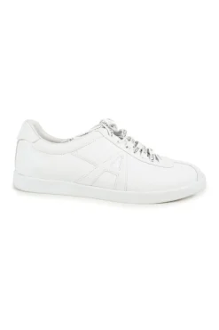 White calfskin and rubber The A low-top logo lace-up ultralight sneaker