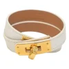 White Chevre Mysore leather Kelly Double Tour bracelet