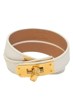 White Chevre Mysore leather Kelly Double Tour bracelet