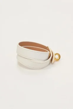 White Chevre Mysore leather Kelly Double Tour bracelet