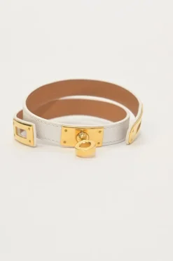 White Chevre Mysore leather Kelly Double Tour bracelet