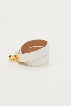 White Chevre Mysore leather Kelly Double Tour bracelet