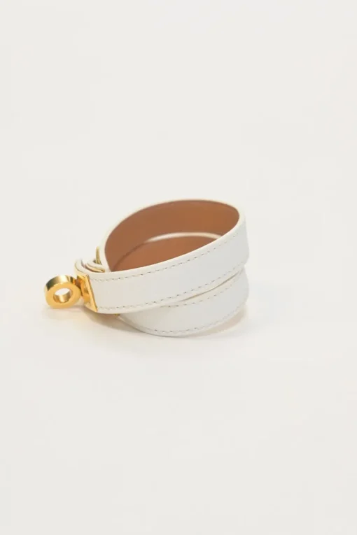 White Chevre Mysore leather Kelly Double Tour bracelet