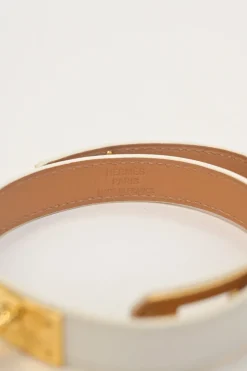 White Chevre Mysore leather Kelly Double Tour bracelet