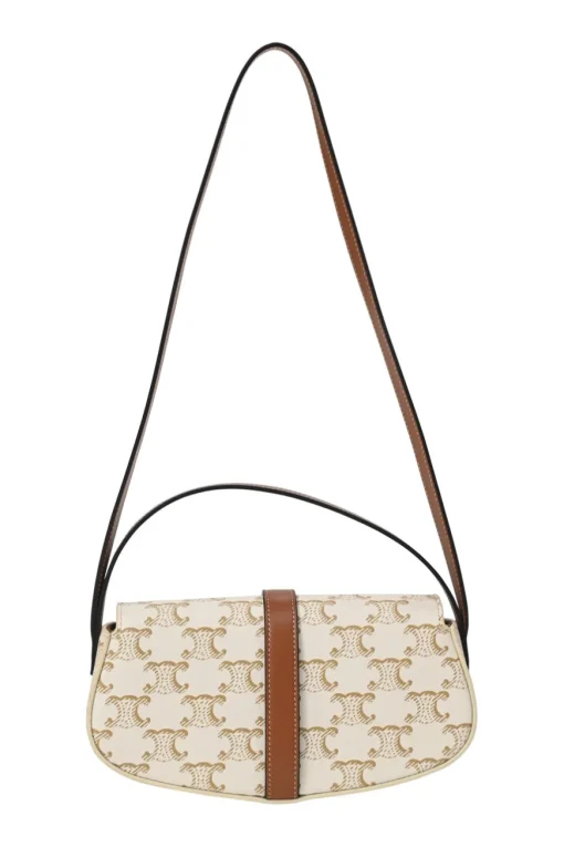 White coated Triomphe monogram canvas and calfskin Tabou clutch on strap