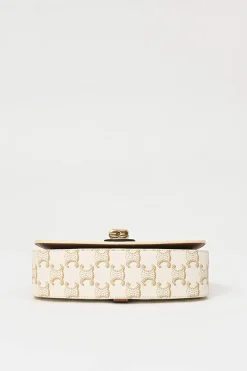 White coated Triomphe monogram canvas and calfskin Tabou clutch on strap