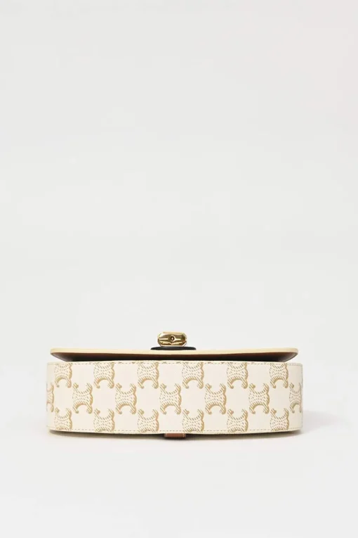 White coated Triomphe monogram canvas and calfskin Tabou clutch on strap