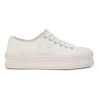 White cotton canvas Jane low-top lace-up platform sneakers featuring tonal calfskin leather Triomphe patch