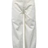 White cotton denim high-rise barrel leg jeans