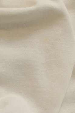 White cotton French terry spread collar half-button pullover hoodie