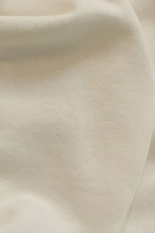 White cotton French terry spread collar half-button pullover hoodie