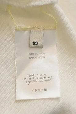White cotton French terry spread collar half-button pullover hoodie