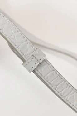 White croc-embossed leather small TB flap bag