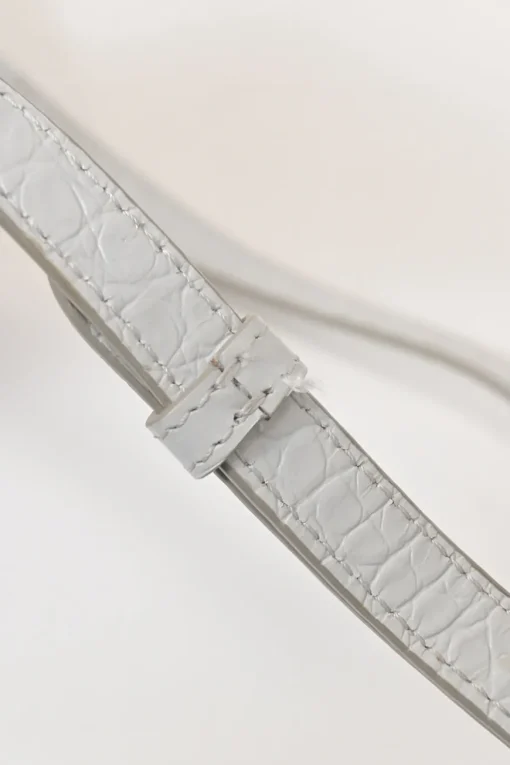 White croc-embossed leather small TB flap bag