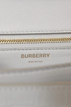 White croc-embossed leather small TB flap bag