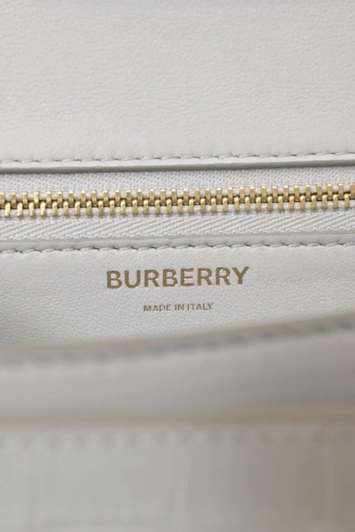 White croc-embossed leather small TB flap bag