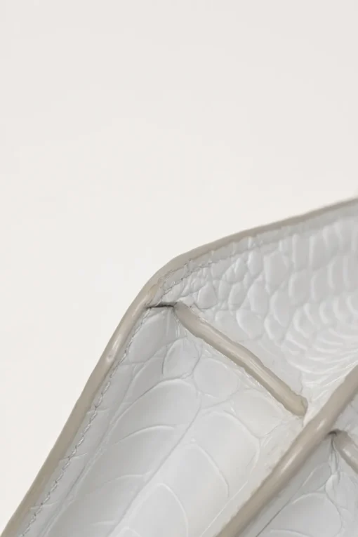 White croc-embossed leather small TB flap bag