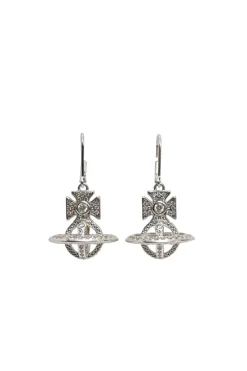 White cubic zirconia embellished silver-tone brass Isabella Orb pendant earrings