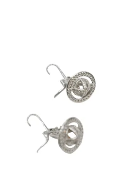 White cubic zirconia embellished silver-tone brass Isabella Orb pendant earrings