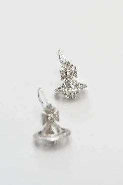 White cubic zirconia embellished silver-tone brass Isabella Orb pendant earrings