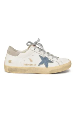 White distressed leather and rubber Super-Star low-top sneakers