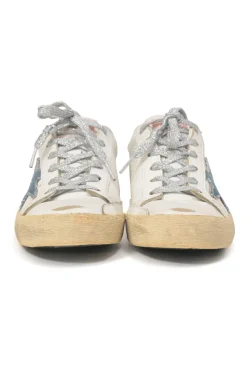 White distressed leather and rubber Super-Star low-top sneakers