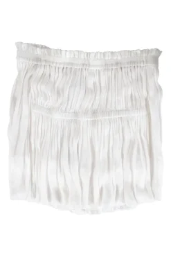 White flowy shirred mini skirt