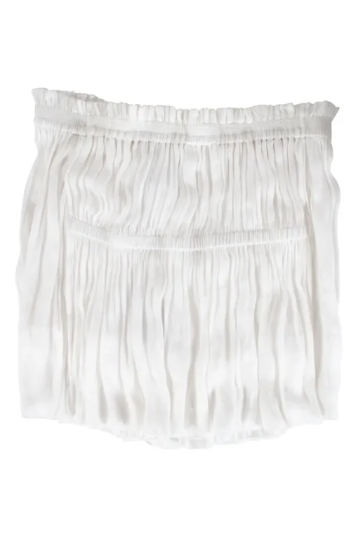White flowy shirred mini skirt