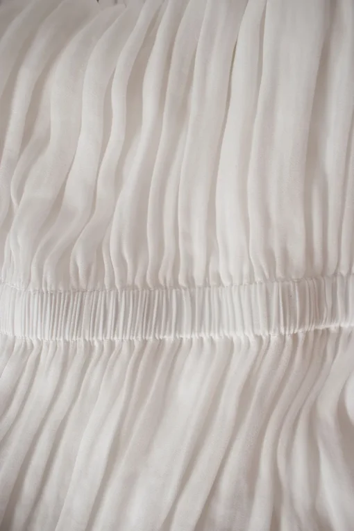 White flowy shirred mini skirt