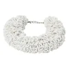 White glass drum bead collar necklace with lobster clasp closure