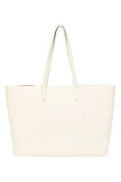 White grained calf leather East-West Large Shopping Tote bag
