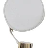 White grainy leather round pouch golden bracelet bag